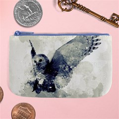 Cute Owl In Watercolor Large Coin Purse by FantasyWorld7