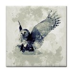 Cute Owl In Watercolor Tile Coasters Front