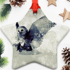 Cute Owl In Watercolor Ornament (star) by FantasyWorld7