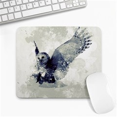 Cute Owl In Watercolor Large Mousepads by FantasyWorld7