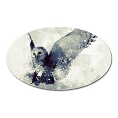 Cute Owl In Watercolor Oval Magnet by FantasyWorld7