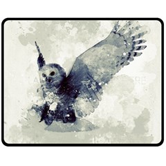 Cute Owl In Watercolor Fleece Blanket (medium)  by FantasyWorld7