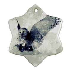 Cute Owl In Watercolor Ornament (snowflake) by FantasyWorld7