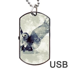 Cute Owl In Watercolor Dog Tag Usb Flash (one Side) by FantasyWorld7