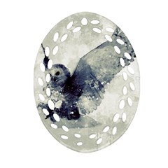 Cute Owl In Watercolor Ornament (oval Filigree) by FantasyWorld7