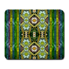 Bread Sticks And Fantasy Flowers In A Rainbow Large Mousepads by pepitasart