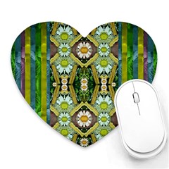 Bread Sticks And Fantasy Flowers In A Rainbow Heart Mousepads by pepitasart