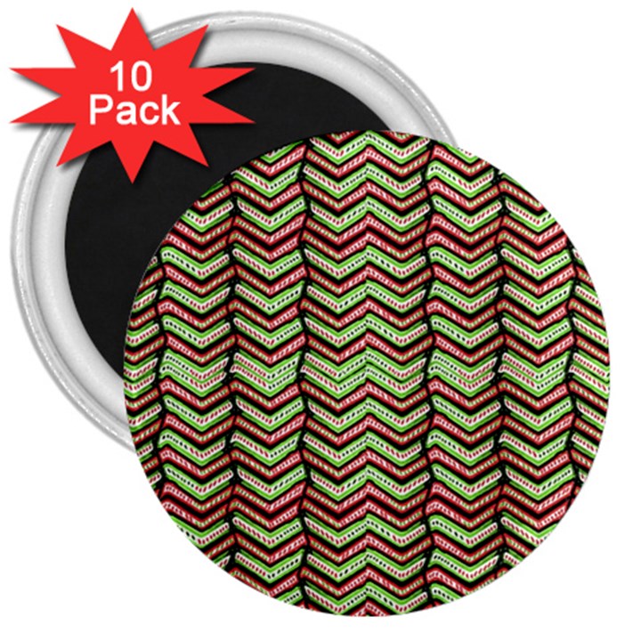 Zig Zag Multicolored Ethnic Pattern 3  Magnets (10 pack) 