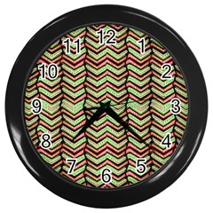 Zig Zag Multicolored Ethnic Pattern Wall Clocks (black) by dflcprintsclothing