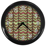 Zig Zag Multicolored Ethnic Pattern Wall Clocks (Black) Front