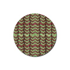 Zig Zag Multicolored Ethnic Pattern Rubber Coaster (round)  by dflcprintsclothing