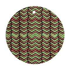 Zig Zag Multicolored Ethnic Pattern Round Ornament (two Sides) by dflcprintsclothing