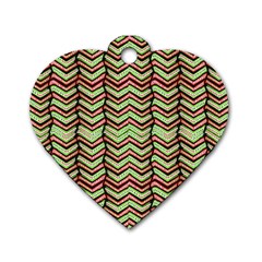 Zig Zag Multicolored Ethnic Pattern Dog Tag Heart (two Sides) by dflcprintsclothing