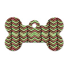 Zig Zag Multicolored Ethnic Pattern Dog Tag Bone (one Side) by dflcprintsclothing