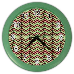 Zig Zag Multicolored Ethnic Pattern Color Wall Clocks by dflcprintsclothing