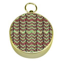 Zig Zag Multicolored Ethnic Pattern Gold Compasses