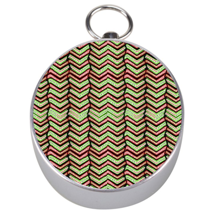 Zig Zag Multicolored Ethnic Pattern Silver Compasses