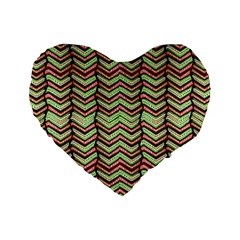 Zig Zag Multicolored Ethnic Pattern Standard 16  Premium Heart Shape Cushions by dflcprintsclothing