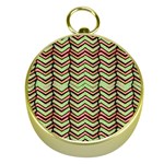 Zig Zag Multicolored Ethnic Pattern Gold Compasses Front