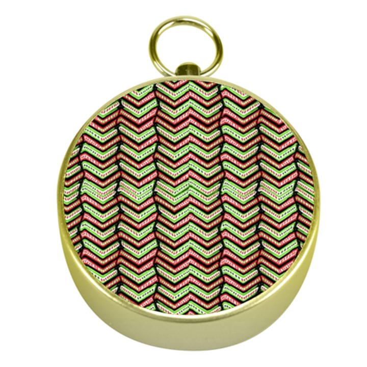 Zig Zag Multicolored Ethnic Pattern Gold Compasses