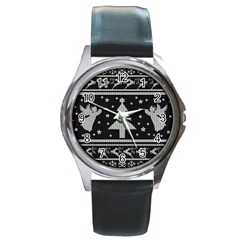 Ugly Christmas Sweater Round Metal Watch by Valentinaart