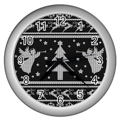 Ugly Christmas Sweater Wall Clocks (silver)  by Valentinaart