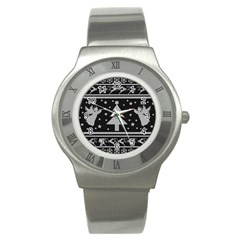 Ugly Christmas Sweater Stainless Steel Watch by Valentinaart