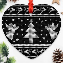 Ugly Christmas Sweater Heart Ornament (two Sides) by Valentinaart