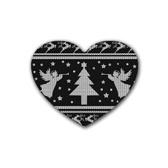 Ugly Christmas Sweater Heart Coaster (4 Pack)  by Valentinaart