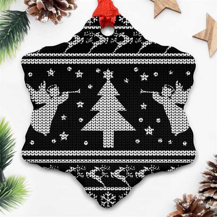 Ugly Christmas Sweater Snowflake Ornament (Two Sides)