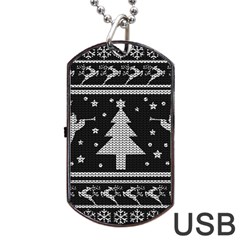 Ugly Christmas Sweater Dog Tag Usb Flash (one Side) by Valentinaart