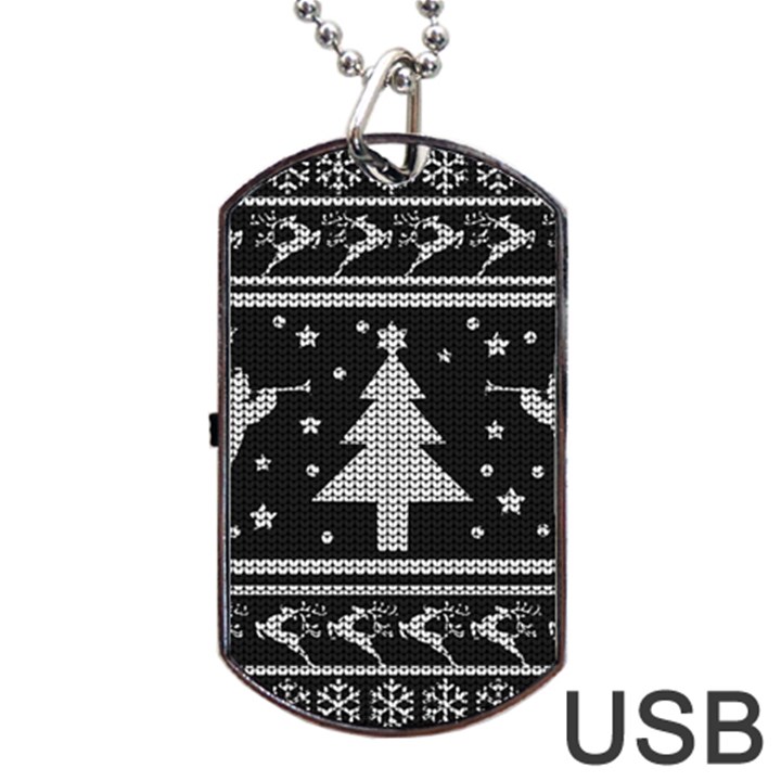 Ugly Christmas Sweater Dog Tag USB Flash (One Side)