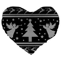 Ugly Christmas Sweater Large 19  Premium Heart Shape Cushions by Valentinaart