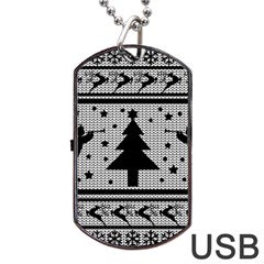 Ugly Christmas Sweater Dog Tag Usb Flash (one Side) by Valentinaart