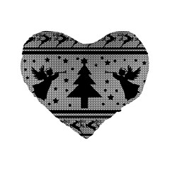 Ugly Christmas Sweater Standard 16  Premium Flano Heart Shape Cushions by Valentinaart