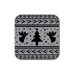 Ugly Christmas Sweater Rubber Coaster (square)  by Valentinaart