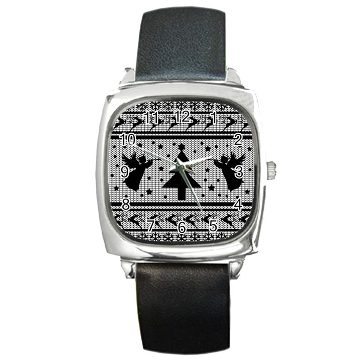 Ugly Christmas Sweater Square Metal Watch