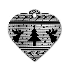 Ugly Christmas Sweater Dog Tag Heart (two Sides) by Valentinaart