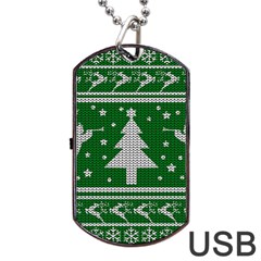 Ugly Christmas Sweater Dog Tag Usb Flash (one Side) by Valentinaart