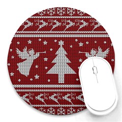 Ugly Christmas Sweater Round Mousepads by Valentinaart