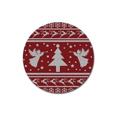 Ugly Christmas Sweater Magnet 3  (round) by Valentinaart