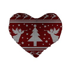 Ugly Christmas Sweater Standard 16  Premium Heart Shape Cushions by Valentinaart