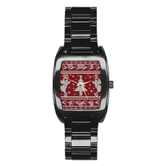 Ugly Christmas Sweater Stainless Steel Barrel Watch by Valentinaart