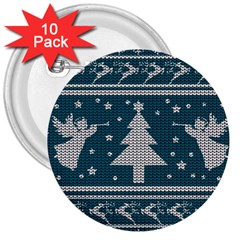 Ugly Christmas Sweater 3  Buttons (10 Pack)  by Valentinaart