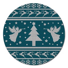 Ugly Christmas Sweater Magnet 5  (round) by Valentinaart