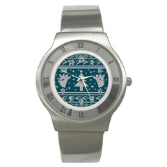 Ugly Christmas Sweater Stainless Steel Watch by Valentinaart