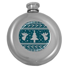 Ugly Christmas Sweater Round Hip Flask (5 Oz) by Valentinaart