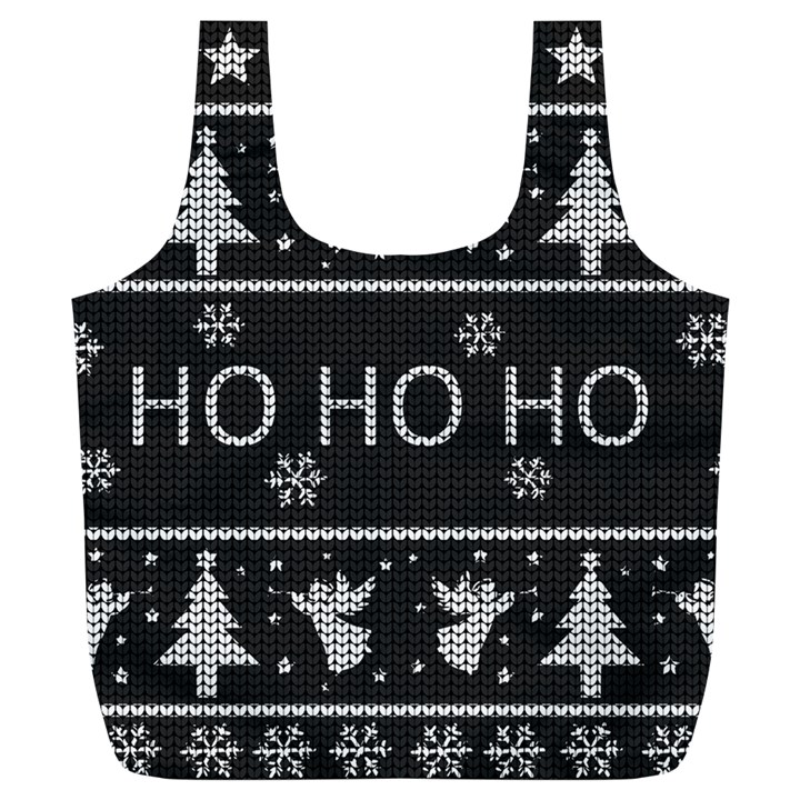 Ugly Christmas Sweater Full Print Recycle Bags (L) 