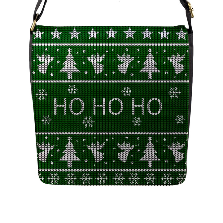 Ugly Christmas Sweater Flap Messenger Bag (L) 