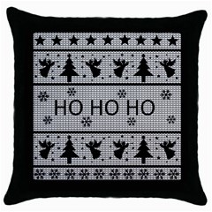 Ugly Christmas Sweater Throw Pillow Case (black) by Valentinaart